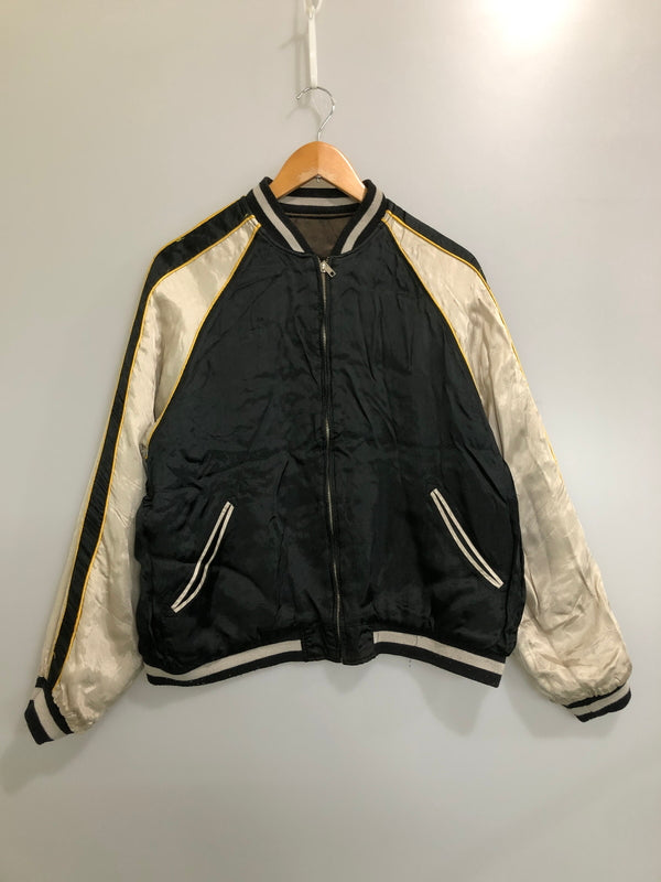 【現状渡し品】【メンズ】 USED ユーズド 虎×鷹×日本地図 スカジャン メンズ アウター ヴィンテージ 145-260510-em-46-min カラー：ブラック/ブラウン/オフホワイト 万代Net店