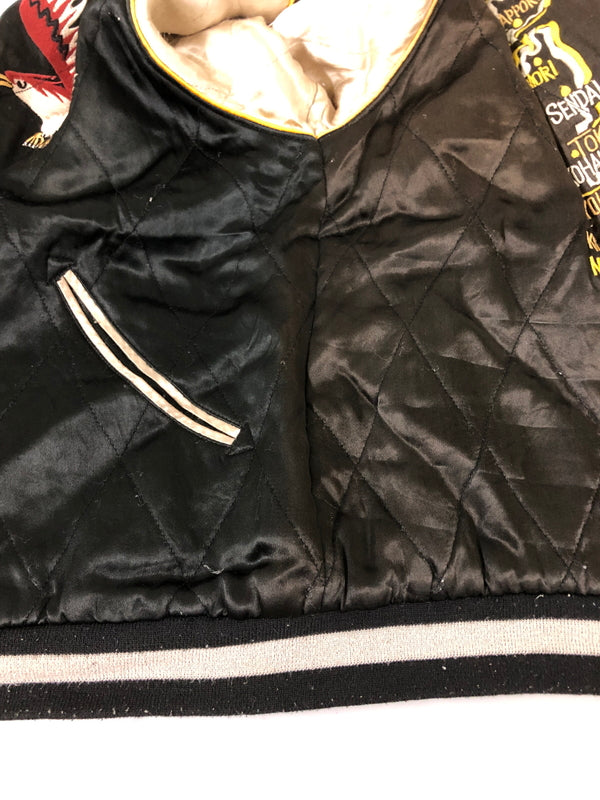 【現状渡し品】【メンズ】 USED ユーズド 虎×鷹×日本地図 スカジャン メンズ アウター ヴィンテージ 145-260510-em-46-min カラー：ブラック/ブラウン/オフホワイト 万代Net店