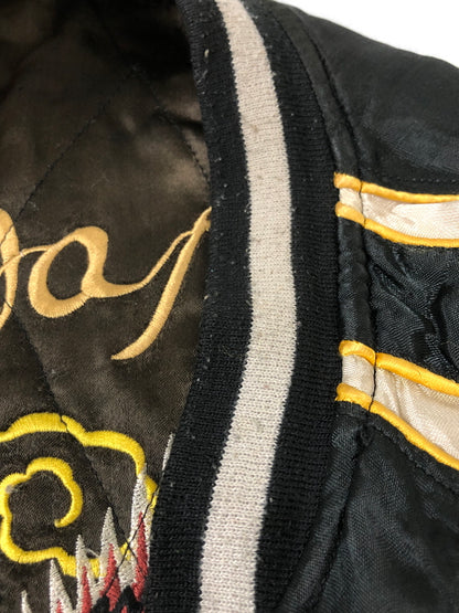 【現状渡し品】【メンズ】 USED ユーズド 虎×鷹×日本地図 スカジャン メンズ アウター ヴィンテージ 145-260510-em-46-min カラー：ブラック/ブラウン/オフホワイト 万代Net店