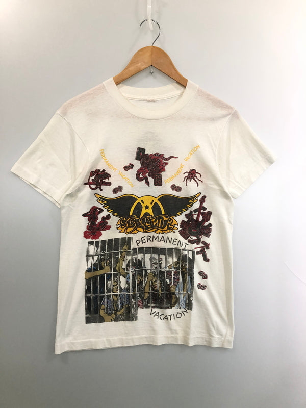 【現状渡し品】【メンズ】 AEROSMITH エアロスミス GUNS ROSES 80’s BOOTLEG? TEE 半袖Tシャツ トップス 146-260519-yn-33-min カラー：ホワイト 万代Net店