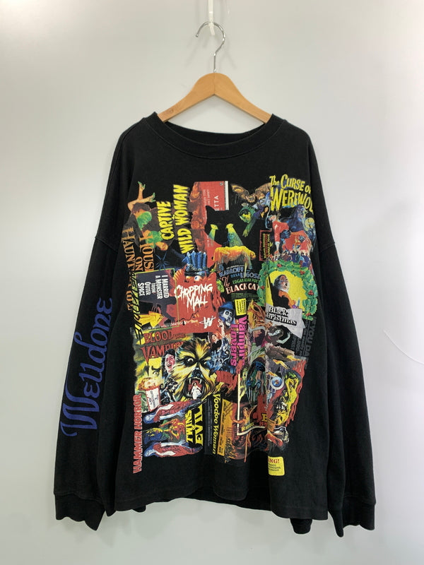 【中古品】【メンズ】 WE11DONE ウェルダン HORROR COLLAGE TOP WD-TP4-20-728-U-BK ホラー コラージュ トップ 長袖 スウェット メンズ トップス 142-260513-KS-19-min サイズ：L カラー：ブラック 万代Net店