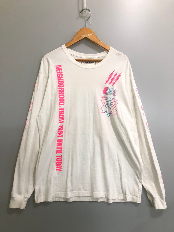 【中古品】【メンズ】 NEIGHBORHOOD ネイバーフッド LS LOGO TEE 長袖 ロゴ Tシャツ メンズ トップス ロンT 142-260512-em-57-min サイズ：L カラー：ホワイト 万代Net店