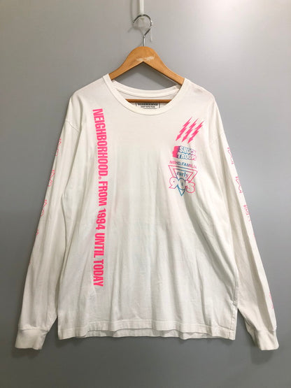 【中古品】【メンズ】 NEIGHBORHOOD ネイバーフッド LS LOGO TEE 長袖 ロゴ Tシャツ メンズ トップス ロンT 142-260512-em-57-min サイズ：L カラー：ホワイト 万代Net店