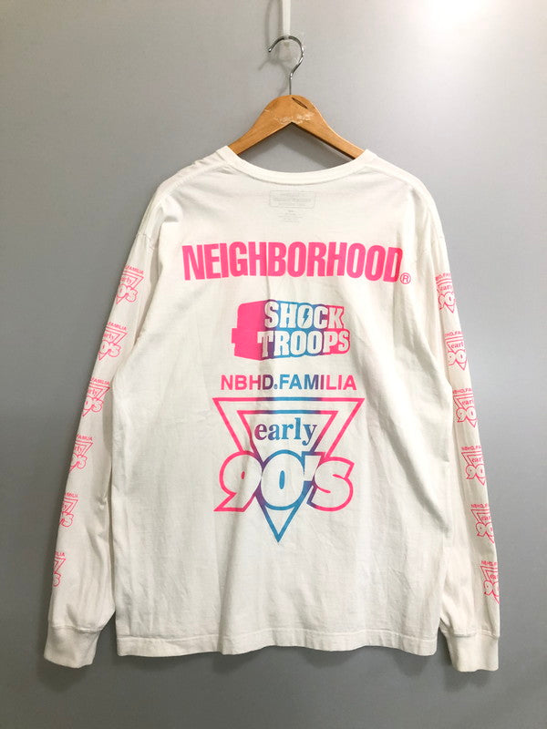 【中古品】【メンズ】 NEIGHBORHOOD ネイバーフッド LS LOGO TEE 長袖 ロゴ Tシャツ メンズ トップス ロンT 142-260512-em-57-min サイズ：L カラー：ホワイト 万代Net店