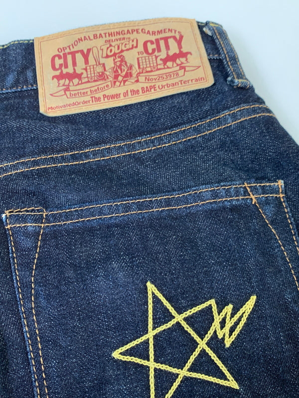 【中古品】【メンズ】 A BATHING APE アベイシングエイプ 1930-150-028 STAR DENIM PANTS デニムパンツ 153-260516-zi-17-min サイズ：L カラー：インディゴ 万代Net店
