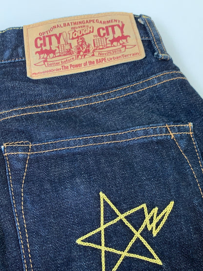 【中古品】【メンズ】 A BATHING APE アベイシングエイプ 1930-150-028 STAR DENIM PANTS デニムパンツ 153-260516-zi-17-min サイズ：L カラー：インディゴ 万代Net店