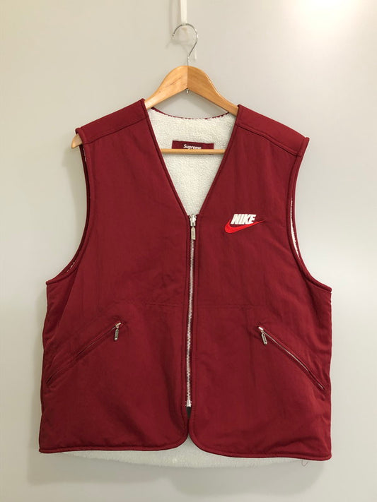 【中古品】【メンズ】 SUPREME シュプリーム × NIKE ナイキ 18AW REVERSIBLE NYLON BOA VEST AR5570-677 リバーシブル ナイロン ボア ベスト メンズ アウター 149-260512-em-50-min サイズ：M カラー：RED WHITE 万代Net店