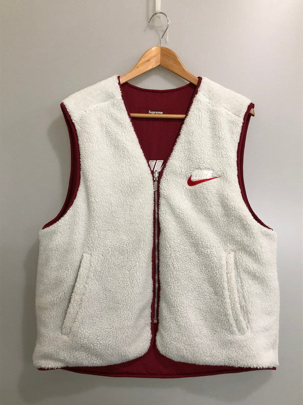 【中古品】【メンズ】 SUPREME シュプリーム × NIKE ナイキ 18AW REVERSIBLE NYLON BOA VEST AR5570-677 リバーシブル ナイロン ボア ベスト メンズ アウター 149-260512-em-50-min サイズ：M カラー：RED WHITE 万代Net店