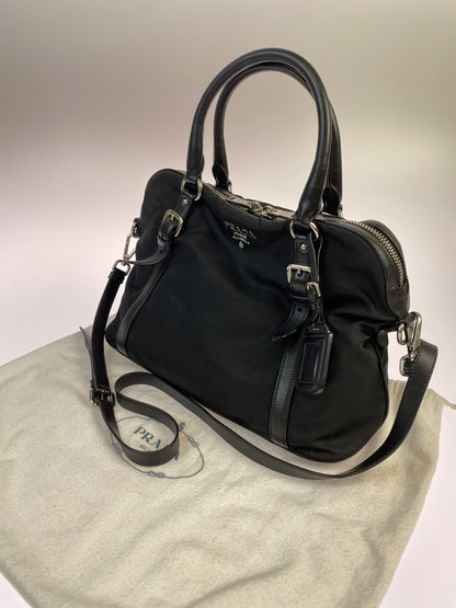 【中古品】【レディース】 PRADA プラダ NYLON LEATHER 2WAY HAND BAG 1BB912 ナイロン レザー ツーウェイ ハンドバッグ ショルダーバッグ カバン 180-260521-em-11-min カラー：ブラック 万代Net店