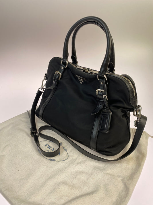 【中古品】【レディース】 PRADA プラダ NYLON LEATHER 2WAY HAND BAG 1BB912 ナイロン レザー ツーウェイ ハンドバッグ ショルダーバッグ カバン 180-260521-em-11-min カラー：ブラック 万代Net店