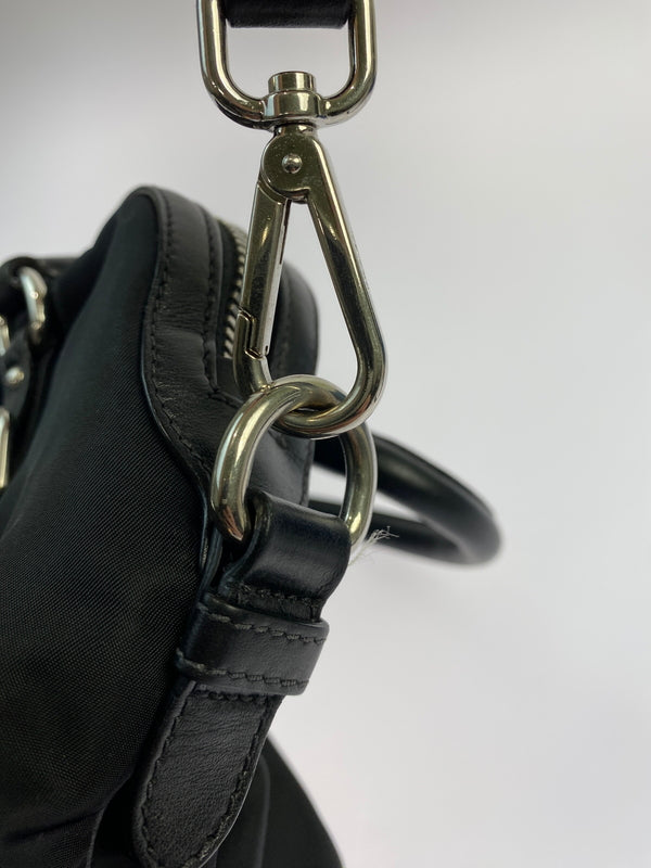 【中古品】【レディース】 PRADA プラダ NYLON LEATHER 2WAY HAND BAG 1BB912 ナイロン レザー ツーウェイ ハンドバッグ ショルダーバッグ カバン 180-260521-em-11-min カラー：ブラック 万代Net店