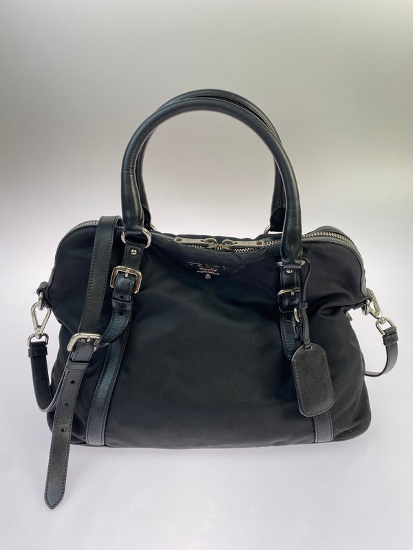 【中古品】【レディース】 PRADA プラダ NYLON LEATHER 2WAY HAND BAG 1BB912 ナイロン レザー ツーウェイ ハンドバッグ ショルダーバッグ カバン 180-260521-em-11-min カラー：ブラック 万代Net店