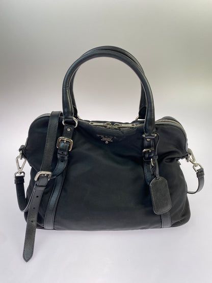 【中古品】【レディース】 PRADA プラダ NYLON LEATHER 2WAY HAND BAG 1BB912 ナイロン レザー ツーウェイ ハンドバッグ ショルダーバッグ カバン 180-260521-em-11-min カラー：ブラック 万代Net店