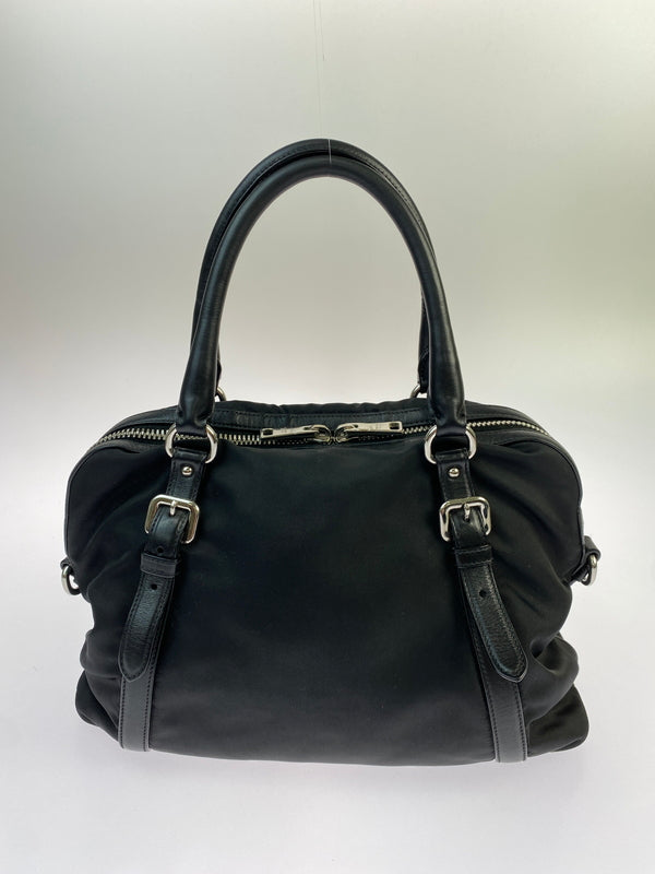 【中古品】【レディース】 PRADA プラダ NYLON LEATHER 2WAY HAND BAG 1BB912 ナイロン レザー ツーウェイ ハンドバッグ ショルダーバッグ カバン 180-260521-em-11-min カラー：ブラック 万代Net店