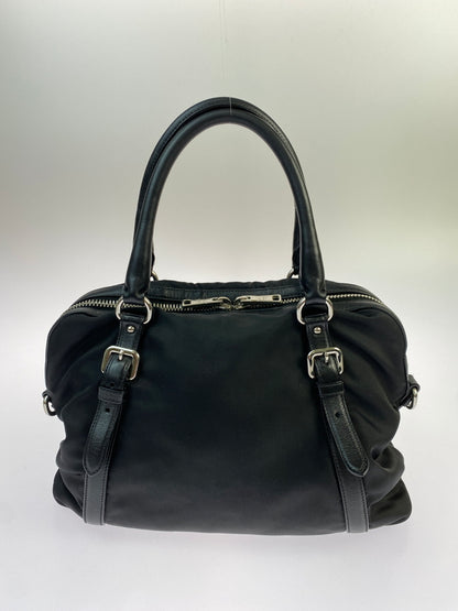 【中古品】【レディース】 PRADA プラダ NYLON LEATHER 2WAY HAND BAG 1BB912 ナイロン レザー ツーウェイ ハンドバッグ ショルダーバッグ カバン 180-260521-em-11-min カラー：ブラック 万代Net店