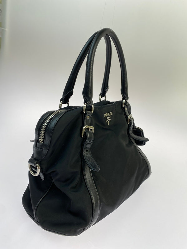 【中古品】【レディース】 PRADA プラダ NYLON LEATHER 2WAY HAND BAG 1BB912 ナイロン レザー ツーウェイ ハンドバッグ ショルダーバッグ カバン 180-260521-em-11-min カラー：ブラック 万代Net店