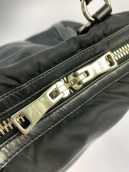 【中古品】【レディース】 PRADA プラダ NYLON LEATHER 2WAY HAND BAG 1BB912 ナイロン レザー ツーウェイ ハンドバッグ ショルダーバッグ カバン 180-260521-em-11-min カラー：ブラック 万代Net店