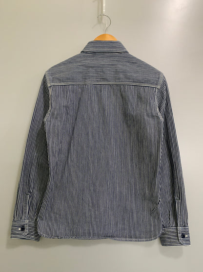 【中古品】【メンズ】 THE FLAT HEAD ザフラットヘッド PIN HICKORY L S WORK SHIRT ワークシャツ 145-260516-zi-09-min サイズ：38 カラー：ブルー/ホワイト 万代Net店