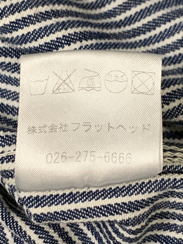 【中古品】【メンズ】 THE FLAT HEAD ザフラットヘッド PIN HICKORY L S WORK SHIRT ワークシャツ 145-260516-zi-09-min サイズ：38 カラー：ブルー/ホワイト 万代Net店