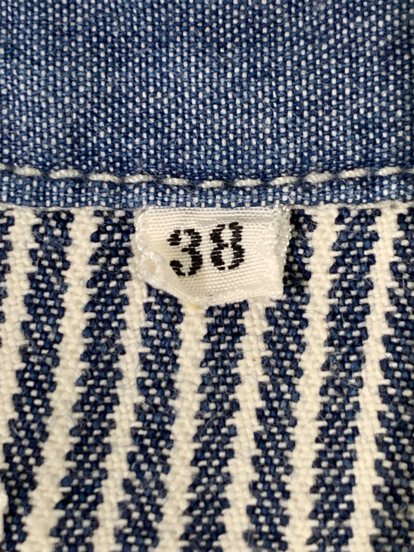 【中古品】【メンズ】 THE FLAT HEAD ザフラットヘッド PIN HICKORY L S WORK SHIRT ワークシャツ 145-260516-zi-09-min サイズ：38 カラー：ブルー/ホワイト 万代Net店