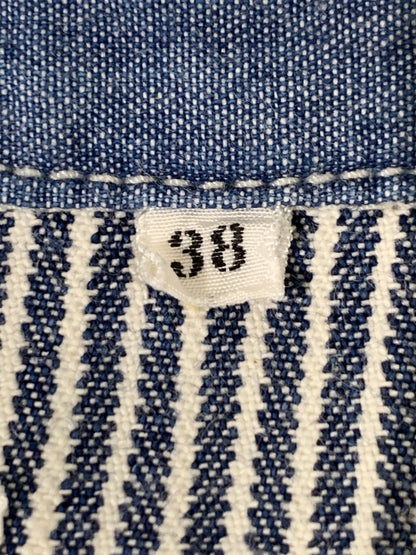 【中古品】【メンズ】 THE FLAT HEAD ザフラットヘッド PIN HICKORY L S WORK SHIRT ワークシャツ 145-260516-zi-09-min サイズ：38 カラー：ブルー/ホワイト 万代Net店