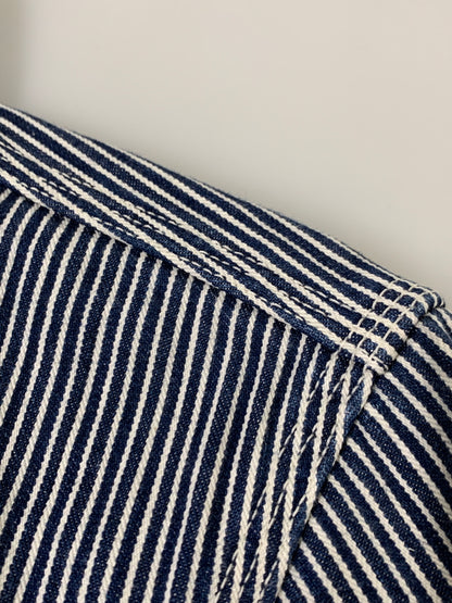 【中古品】【メンズ】 THE FLAT HEAD ザフラットヘッド PIN HICKORY L S WORK SHIRT ワークシャツ 145-260516-zi-09-min サイズ：38 カラー：ブルー/ホワイト 万代Net店