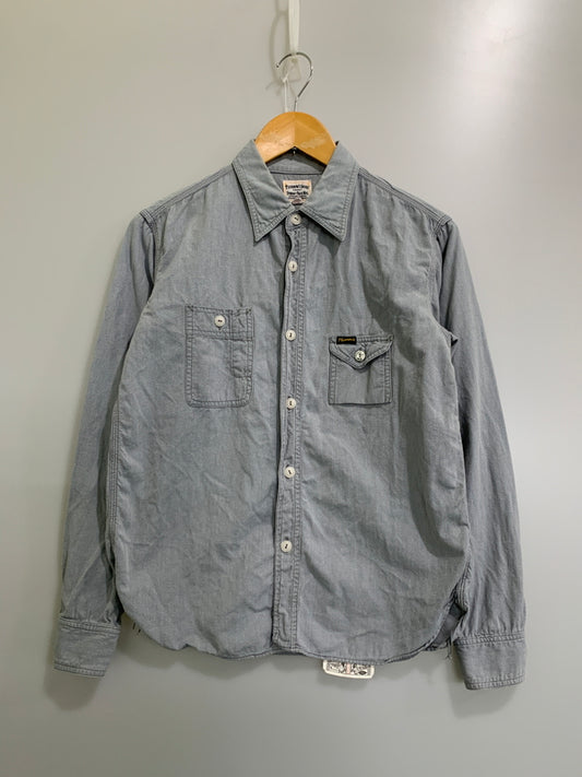 【中古品】【メンズ】 PHERROW'S フェローズ シャンブレーワークシャツ 145-260516-zi-07-min サイズ：38 カラー：ライトグレー系 万代Net店