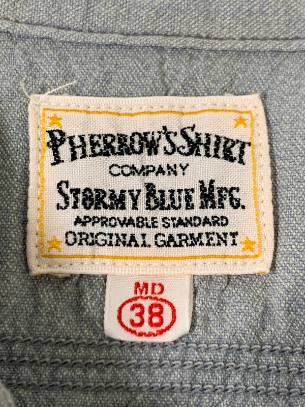 【中古品】【メンズ】 PHERROW'S フェローズ シャンブレーワークシャツ 145-260516-zi-07-min サイズ：38 カラー：ライトグレー系 万代Net店