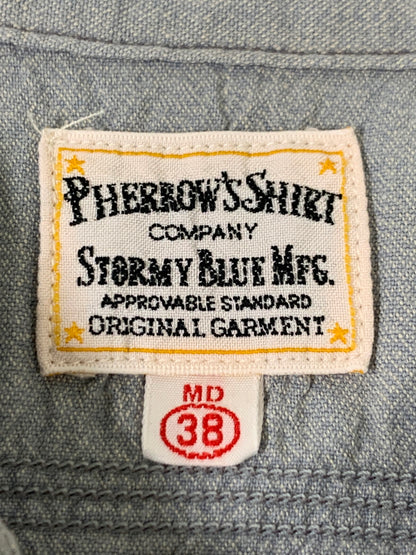 【中古品】【メンズ】 PHERROW'S フェローズ シャンブレーワークシャツ 145-260516-zi-07-min サイズ：38 カラー：ライトグレー系 万代Net店