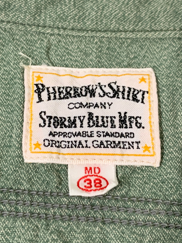 【中古品】【メンズ】 PHERROW'S フェローズ シャンブレーワークシャツ 145-260516-zi-08-min サイズ：38 カラー：グリーン系 万代Net店