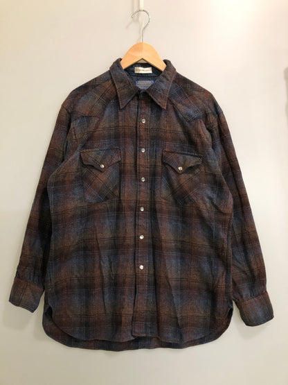【現状渡し品】【メンズ】 PENDLETON ペンドルトン 70S WEATERN WOOL SHIRT 70年代 ウエスタン ウールシャツ メンズ トップス ヴィンテージ 146-260512-em-46-min サイズ：XL カラー：ブラウン系 万代Net店