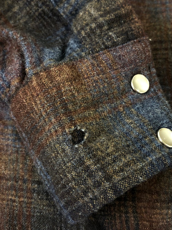 【現状渡し品】【メンズ】 PENDLETON ペンドルトン 70S WEATERN WOOL SHIRT 70年代 ウエスタン ウールシャツ メンズ トップス ヴィンテージ 146-260512-em-46-min サイズ：XL カラー：ブラウン系 万代Net店