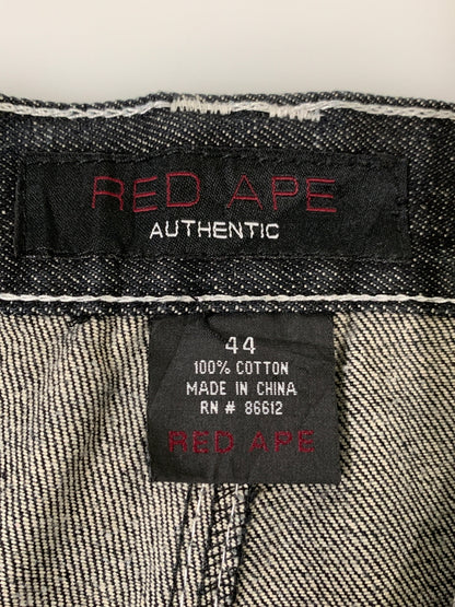 【中古品】【メンズ】 RED APE レッドエイプ 刺繍 BAGGY DENIM PANTS バギーデニムパンツ 157-260516-zi-25-min サイズ：44 カラー：ブラック 万代Net店