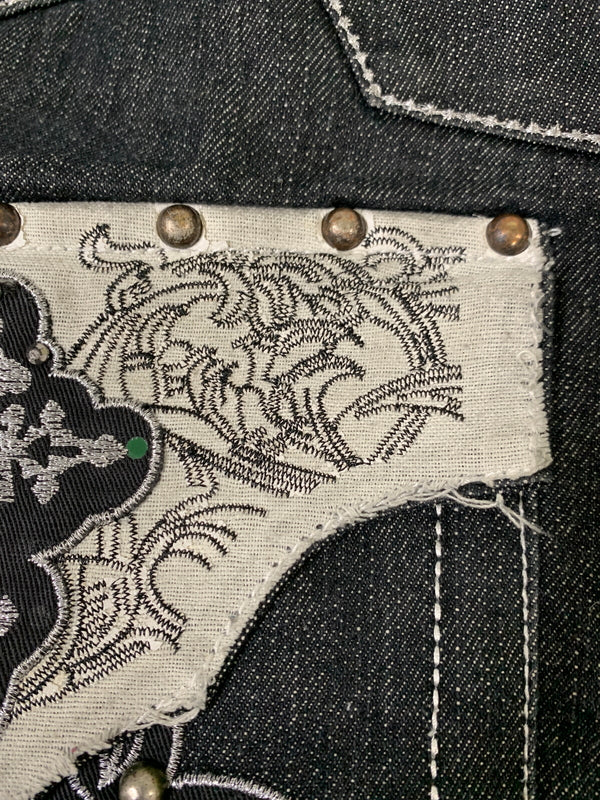 【中古品】【メンズ】 RED APE レッドエイプ 刺繍 BAGGY DENIM PANTS バギーデニムパンツ 157-260516-zi-25-min サイズ：44 カラー：ブラック 万代Net店