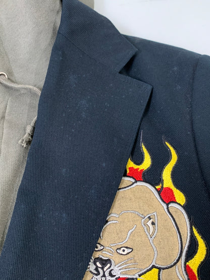 【現状渡し品】【メンズ】 ED HARDY エドハーディ フード付 テーラードジャケット 141-260516-zi-11-min サイズ：S カラー：ネイビー/オリーブ 万代Net店