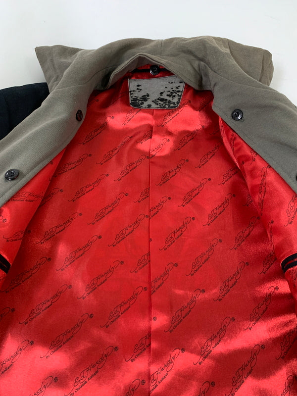 【現状渡し品】【メンズ】 ED HARDY エドハーディ フード付 テーラードジャケット 141-260516-zi-11-min サイズ：S カラー：ネイビー/オリーブ 万代Net店