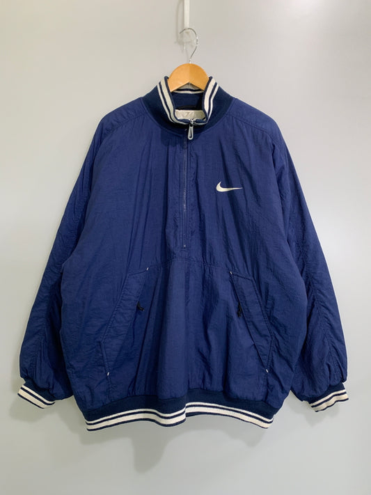 【中古品】【メンズ】 NIKE ナイキ 90-00S HALF ZIP LOGO JACKET 90年代 00年代 ハーフジップ ロゴ ジャケット メンズアウター ヴィンテージ ナイロンジャケット 146-260515-em-20-min サイズ：XL カラー：ネイビー 万代Net店