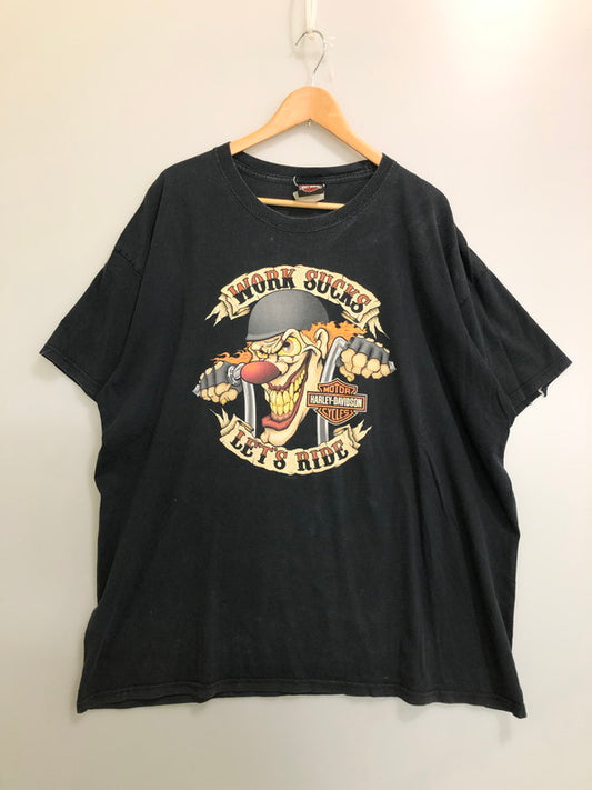 【現状渡し品】【メンズ】 HARLEY-DAVIDSON ハーレーダビッドソン WORK SUCKS LET'S RIDE TEE ワーク サックス レッツ ライド ティー メンズ 半袖Tシャツ 146-260512-em-61-min カラー：ブラック 万代Net店