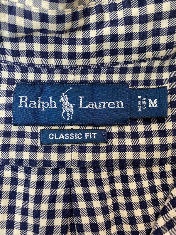 【中古品】【メンズ】 RALPH LAUREN ラルフローレン GINGHAM CHECK BUTTON DOWN SHIRT 90S ギンガムチェック ボタンダウンシャツ 90年代 ヴィンテージ メンズ 長袖シャツ 146-260521-em-23-min サイズ：M カラー：ネイビー系（ギンガムチェック） 万代Net店
