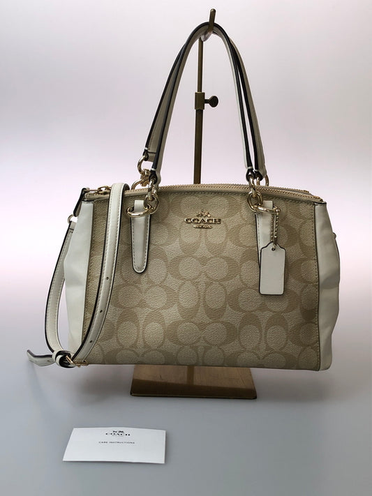 【中古品】【レディース】 COACH コーチ 2WAY SHOULDER BAG F58290 ツーウェイ ショルダーバッグ レディーズ カバン シグネチャー ハンドバック 180-260519-em-23-min カラー：ベージュ系 万代Net店