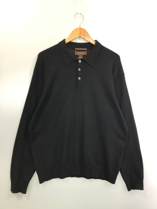 【現状渡し品】【メンズ】 TASSO ELBA タッソ エルバ CASHMERE KNIT POLOSHIRT カシミア ニット ポロシャツ 長袖 トップス 146-260519-yn-28-min サイズ：L カラー：ブラック 万代Net店