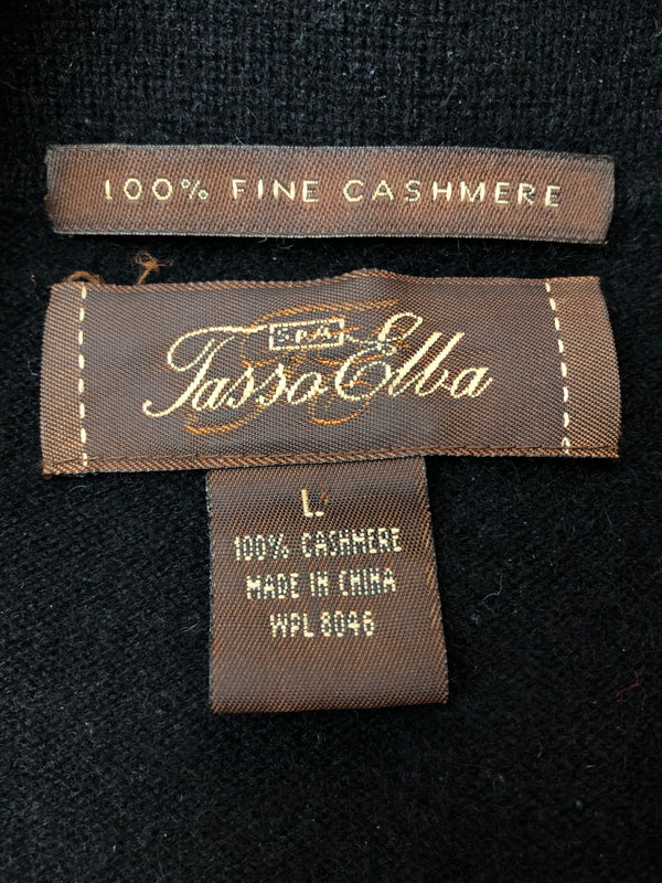 【現状渡し品】【メンズ】 TASSO ELBA タッソ エルバ CASHMERE KNIT POLOSHIRT カシミア ニット ポロシャツ 長袖 トップス 146-260519-yn-28-min サイズ：L カラー：ブラック 万代Net店