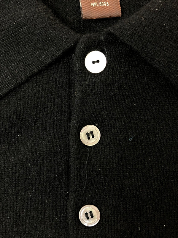 【現状渡し品】【メンズ】 TASSO ELBA タッソ エルバ CASHMERE KNIT POLOSHIRT カシミア ニット ポロシャツ 長袖 トップス 146-260519-yn-28-min サイズ：L カラー：ブラック 万代Net店