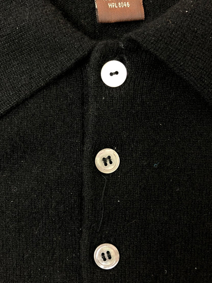 【現状渡し品】【メンズ】 TASSO ELBA タッソ エルバ CASHMERE KNIT POLOSHIRT カシミア ニット ポロシャツ 長袖 トップス 146-260519-yn-28-min サイズ：L カラー：ブラック 万代Net店
