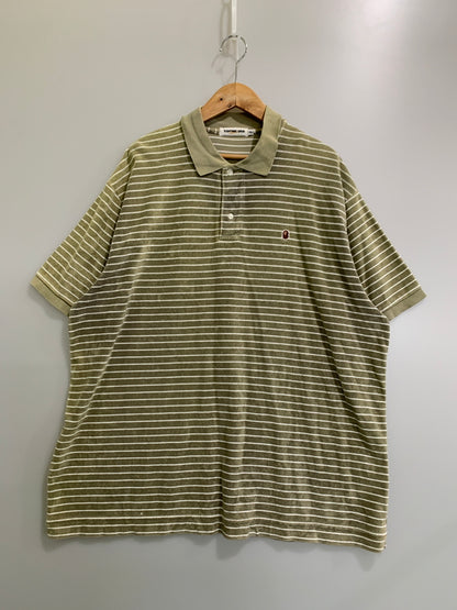 【中古品】【メンズ】 A BATHING APE アベイシングエイプ PILE BORDER SS POLO SHIRT BEIGE パイル ボーダー ショートスリーブ ポロシャツ メンズ トップス 142-260518-em-35-min サイズ：XXL（46） カラー：モスグリーン系 万代Net店