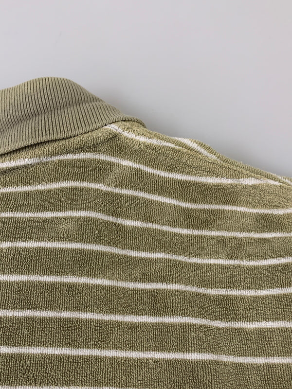 【中古品】【メンズ】 A BATHING APE アベイシングエイプ PILE BORDER SS POLO SHIRT BEIGE パイル ボーダー ショートスリーブ ポロシャツ メンズ トップス 142-260518-em-35-min サイズ：XXL（46） カラー：モスグリーン系 万代Net店