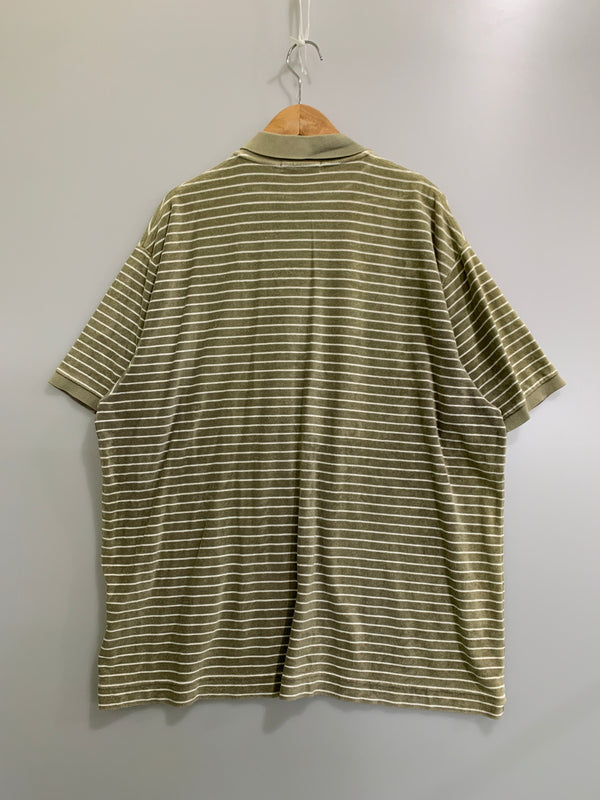 【中古品】【メンズ】 A BATHING APE アベイシングエイプ PILE BORDER SS POLO SHIRT BEIGE パイル ボーダー ショートスリーブ ポロシャツ メンズ トップス 142-260518-em-35-min サイズ：XXL（46） カラー：モスグリーン系 万代Net店
