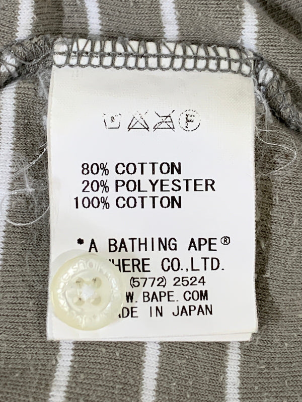 【中古品】【メンズ】 A BATHING APE アベイシングエイプ PILE BORDER SS POLO SHIRT BEIGE パイル ボーダー ショートスリーブ ポロシャツ メンズ トップス 142-260518-em-35-min サイズ：XXL（46） カラー：モスグリーン系 万代Net店