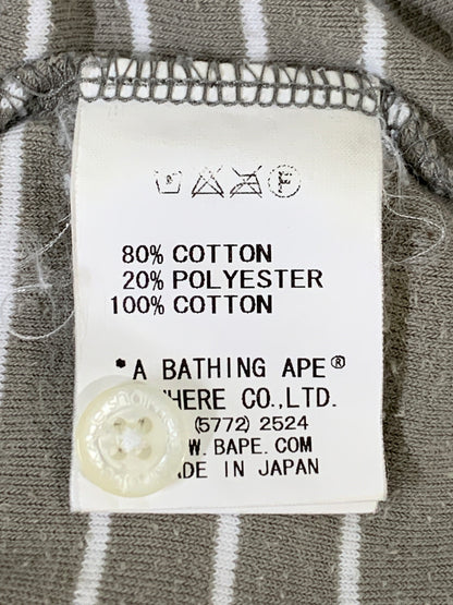 【中古品】【メンズ】 A BATHING APE アベイシングエイプ PILE BORDER SS POLO SHIRT BEIGE パイル ボーダー ショートスリーブ ポロシャツ メンズ トップス 142-260518-em-35-min サイズ：XXL（46） カラー：モスグリーン系 万代Net店