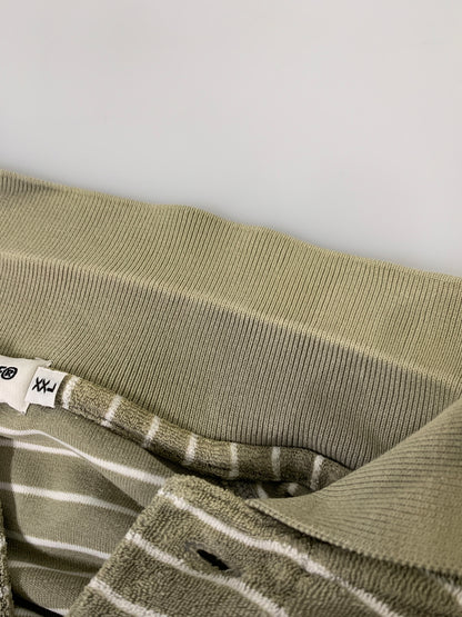 【中古品】【メンズ】 A BATHING APE アベイシングエイプ PILE BORDER SS POLO SHIRT BEIGE パイル ボーダー ショートスリーブ ポロシャツ メンズ トップス 142-260518-em-35-min サイズ：XXL（46） カラー：モスグリーン系 万代Net店